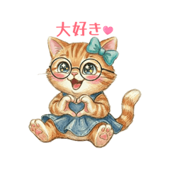 Cute Glasses Ginger Cat Stickers