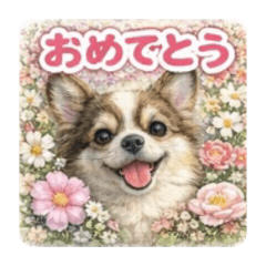 Dogs with many flowers