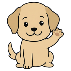 Waving Golden Pup: Daily Greetings