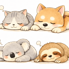 Always sleepy animal stickers