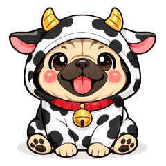 Cute Cow-Pug Daily Stickers