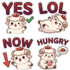 紅寶QQ咩咩羊：大字英文日常貼圖