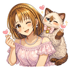 Cute Girl with Cat By Massarin