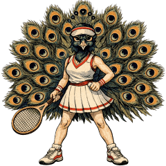Ukiyo-e Peacock: Eerie Female Tennis Pro