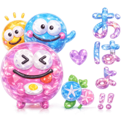 monster colorful crystal sticker
