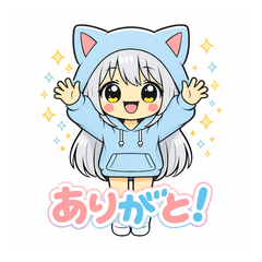 Silver Hair Cat-Hoodie Girl