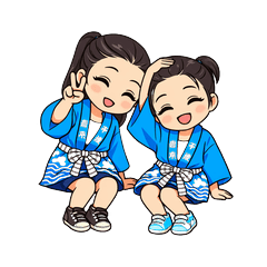 Energetic Girls in Japanese Happi Coats