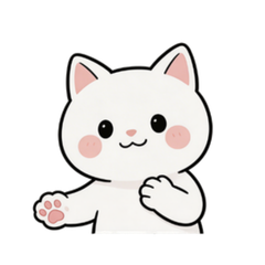 White Cat Caring Polite Stickers