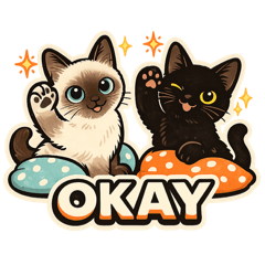 Cute Siamese & Black Cat