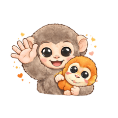 Little Cute Monkey & Friend