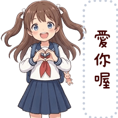 雙馬尾水手服少女訊息貼圖