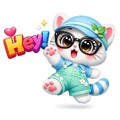 Cute Glasses Cat 3D Chat Stickers