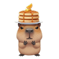 吃飽喝足的大大頭卡皮巴拉