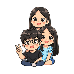 Happy Three Siblings Stickers