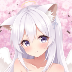 Everyday cat-ear angel girl BIG sticker