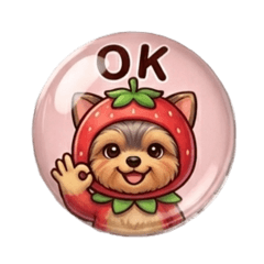 Yorkie Costume Strawberry Puffy Sticker