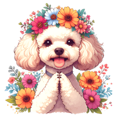 ToyPoodle & Flower Crown Daily Greetings