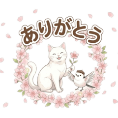 White Cat & Bird Daily Stickers