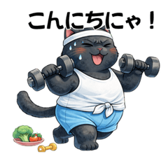black cat fitness sticker