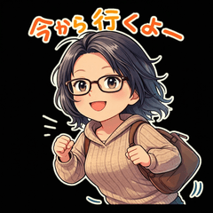 A glasses Girl's kawaii expression