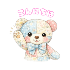Floral Patchwork Teddy Bear Stickers