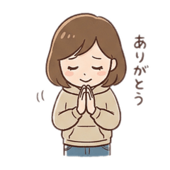 Japanese girl simple kawaii stamp