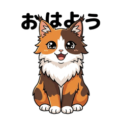 Fluffy Calico Maine Coon with Socks