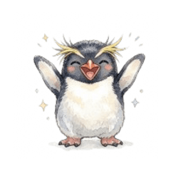emoji style stamp Rockhopper Penguin