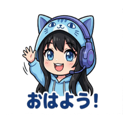 Adorable Cat-Hoodie Gamer Girl