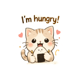 Kawaii Cat Food Stickers for Daily Chat