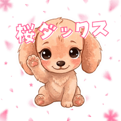 Cherry blossoms and miniature dachshunds