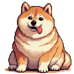 Pixel art first meeting fat shiba dog