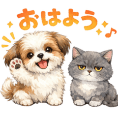 Lazy Cute Dog and Cat Stickers