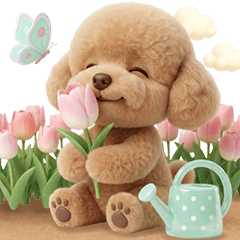 柔美春日貼圖♡貴賓狗