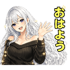 Cute Silver Hair Girl Stickers