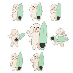 サーフ犬のかわいい日常スタンプ あいさつ