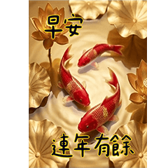 喜氣洋洋 早安圖 蓮花 萬用貼圖