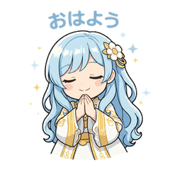 Blue Hair Girl Greetings Stickers