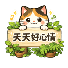 三花貓溫柔陪伴貼圖