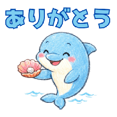 Cute Crayon-Style Dolphin Daily Stickers