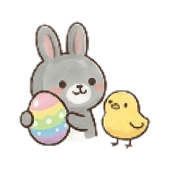 A cute little grey bunny in spring