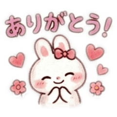 cute pink ribbon rabbits