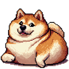 Pixel art acrimonious fat shiba dog