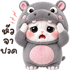 ❤️แมวขาว ชุดฮิปโป❤️