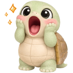 cute little turtle round face (No Text).