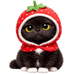 Black cat strawberry head (No text)