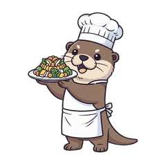 Cute Fluffy Otter Chef Stickers
