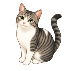 Stickers of a Tabby and White Cat