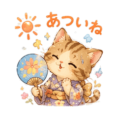 Yukata Cat Summer Relaxing Stickers