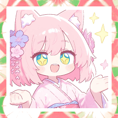 Pink Cat Kimono Girl Sticker Resale